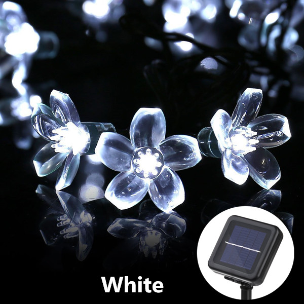 Cour extérieure solaire fée lumières fleurs de cerisier chaîne éclairage lampe pour jardin arrière-cour pelouse clôture Patio décor de noël: Vert forêt / 0-5W