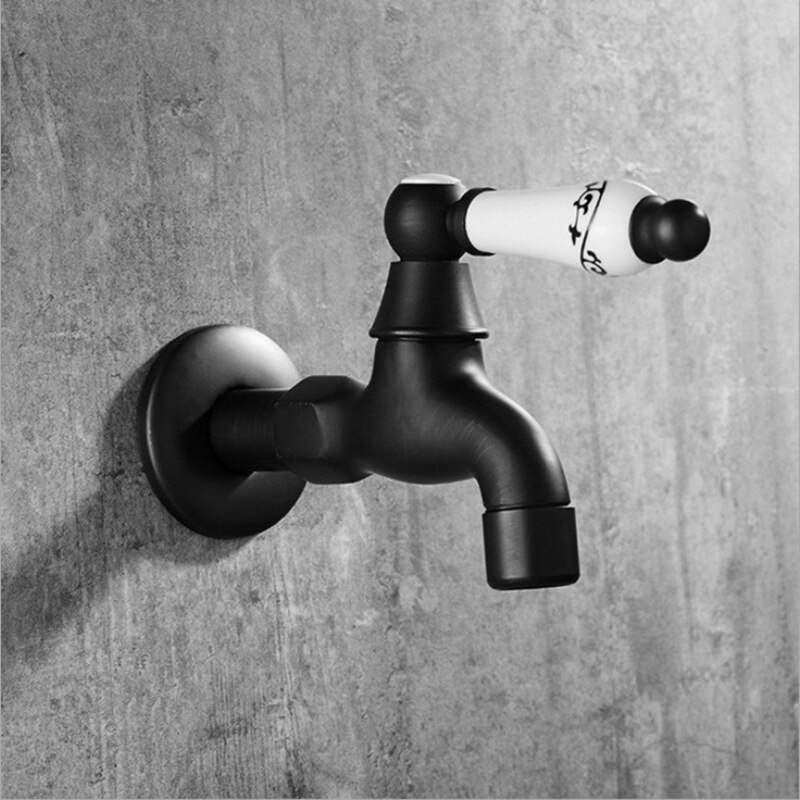 Retro Wall Mounted Single Cold Washing Machine Hand Faucet Quick Opening and Water Nozzle for Bathroom Gardening Mop Pool Tap: Ceramic long-B