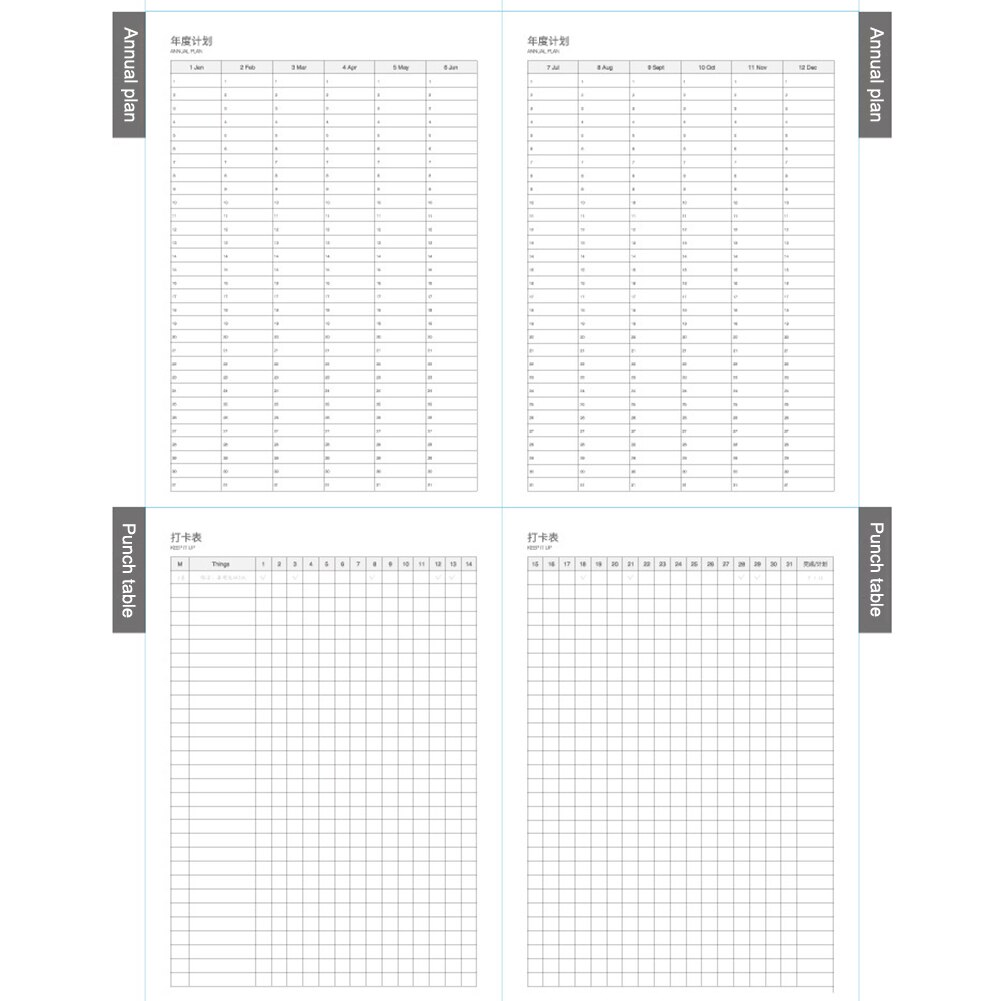 Notebook DIY A4 Daily Weekly Annual Planner Notebooks Plan Organizer Office Schedule School Supplies 208*285mm