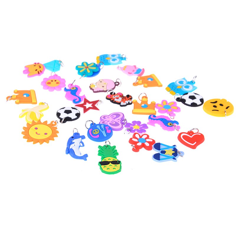30Pcs Diy Kleurrijke Loom Rubber Band Armband Sieraden Maken Kralen Speelgoed Kleurrijke Dier Bloem Kralen Hangers Willekeurige Stijl