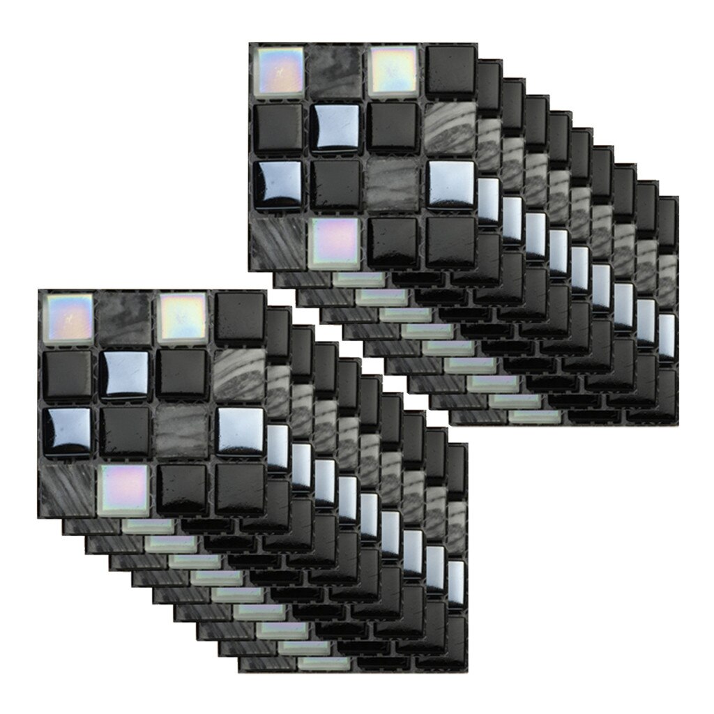 20PCS Self-adhesive Wall 3D Tile Sticker Wallpaper Waterproof Wall Covering Bathroom Kitchen Home Decor DIY Background /d: A / 10X10cm  20 PCS 