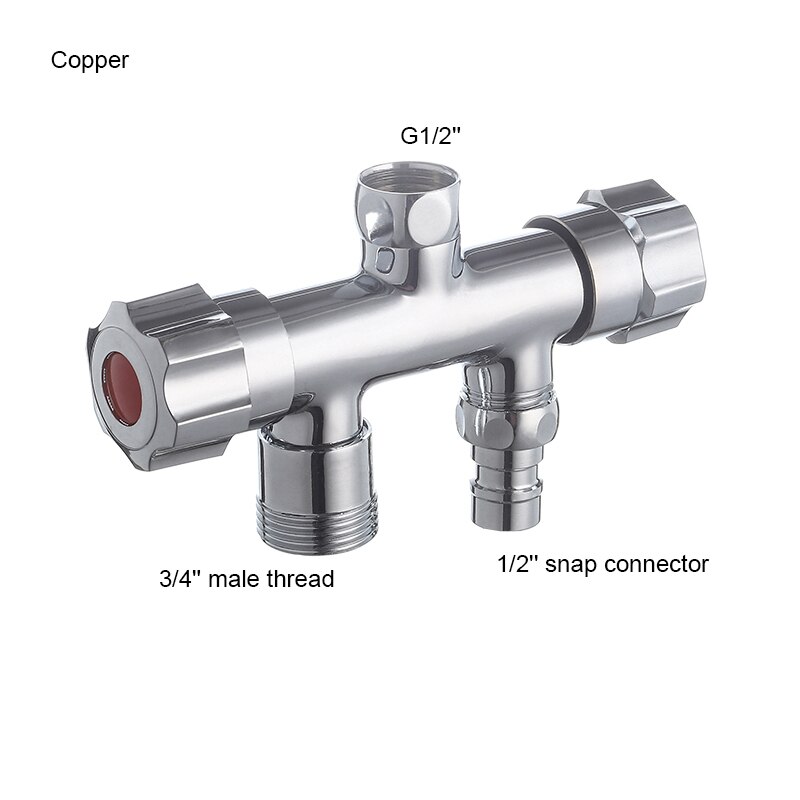 3 Way Filling Valve 1/2'' Male Thread Irrigation Water Tap Diverter Multi-Function Copper/304 Stainless Steel Triangle Valve: B4