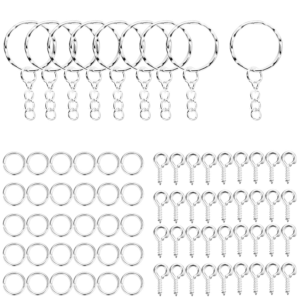110/220pcs/Set Keychain Open Jump Rings Eye Pins Jewelry Making Accessories Kits for DIY Epoxy Resin Key Chain Key Ring Pendants