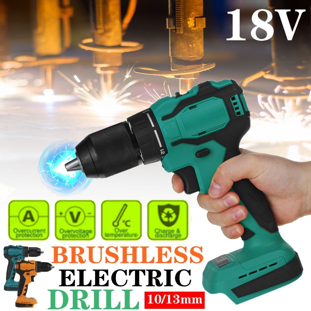 90NM 13mm Brushless Cordless Electric Drill Rechargeable Screwdriver 2 Speed Wireless Power Driver Tools for Makita Battery