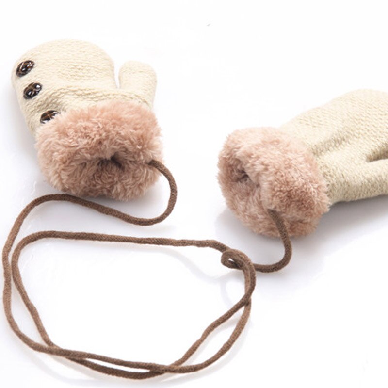 Manoplas de lana para niños de 1 a 3 años, guantes de punto para bebé, cuerda cálida, novedad