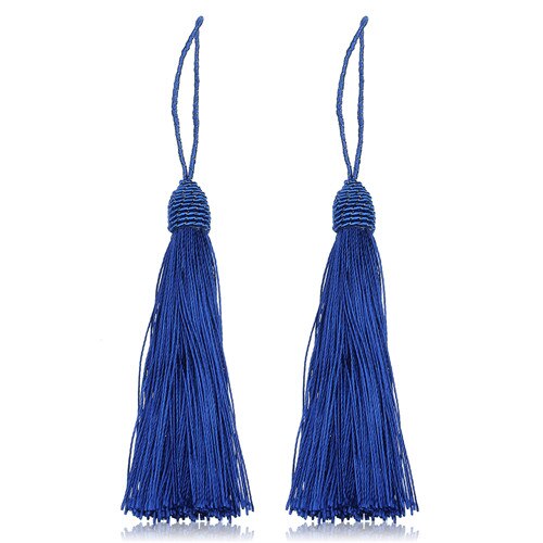 10 st/lot 13 färger 15cm långa siden tofs fransar hängen kinesiska knut tofsar för gör-det-själv smycken halsband tillverkningsmaterial  f4000: Kungsblå tofsar