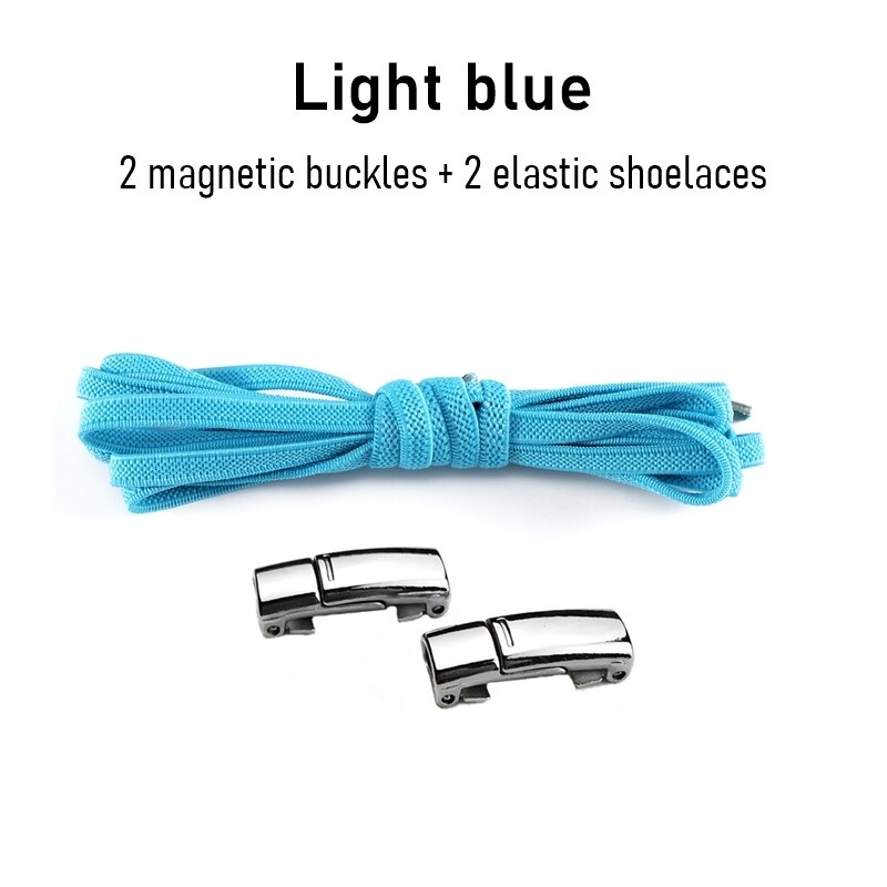 1 para sznurowadła magnetyczne trampki elastyczne sznurówki metalowy zamek leniwe sznurowadła dla dzieci i dorosłych rozmiar uniwersalny but: Light blue
