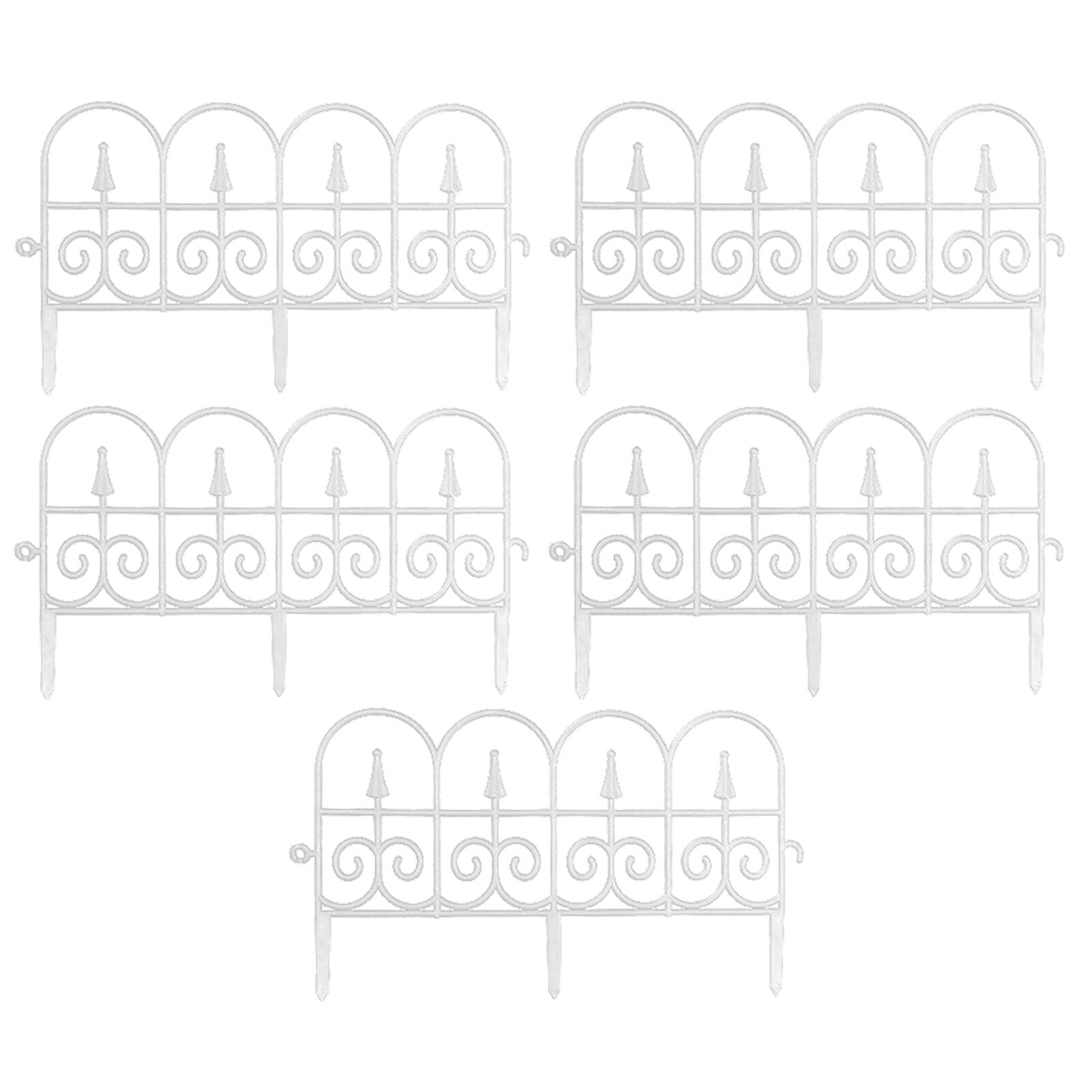 5pcs Garden Fence Plastic Fence Inserted In The Ground Fence Garden Border Edging Garden Decoration Wedding Decorative Fence: White