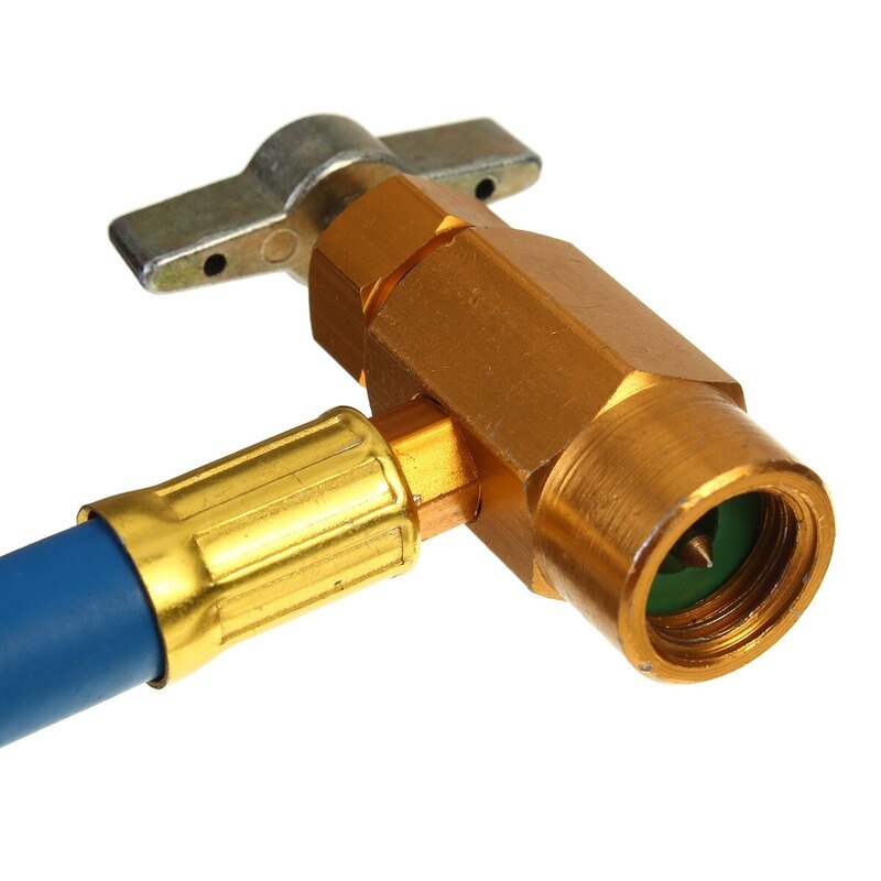 R134A Car Ac Refrigerant Charge Hose Kit Recharge Hose With Gauge,A/C 1/2 Recharge Measuring Kit Can Tap Air Conditioning Pressu