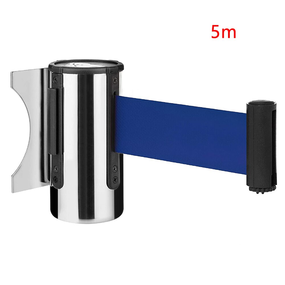 Retractable Ribbon Barrier Crowd Control Outdoor Stainless Steel Wall Mount Red Belt Sport Stanchion Queue 2m/3M/5m: Blue / 500cm