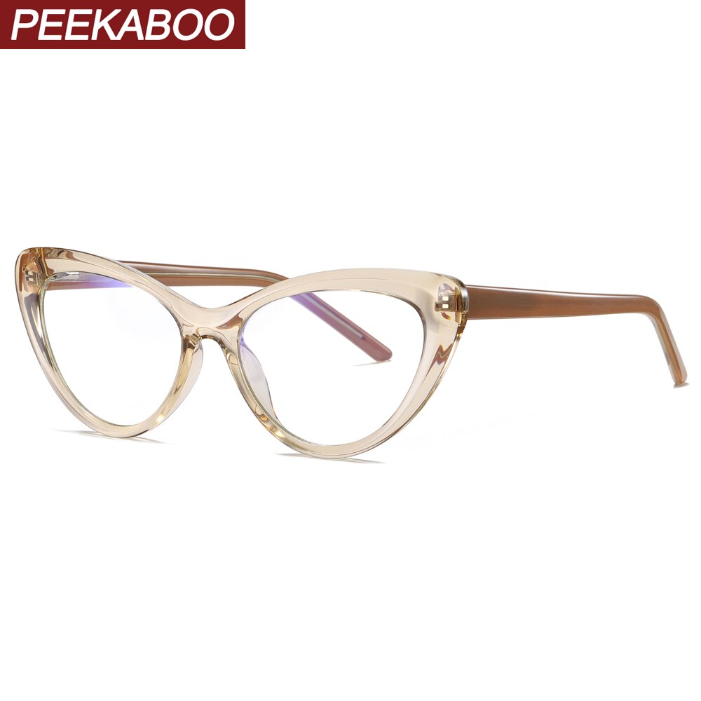Peekaboo-gafas transparentes de ojo de gato para mujer, accesorios para mujer, gafas de bloqueo de luz azul, decoración en negro y marrón