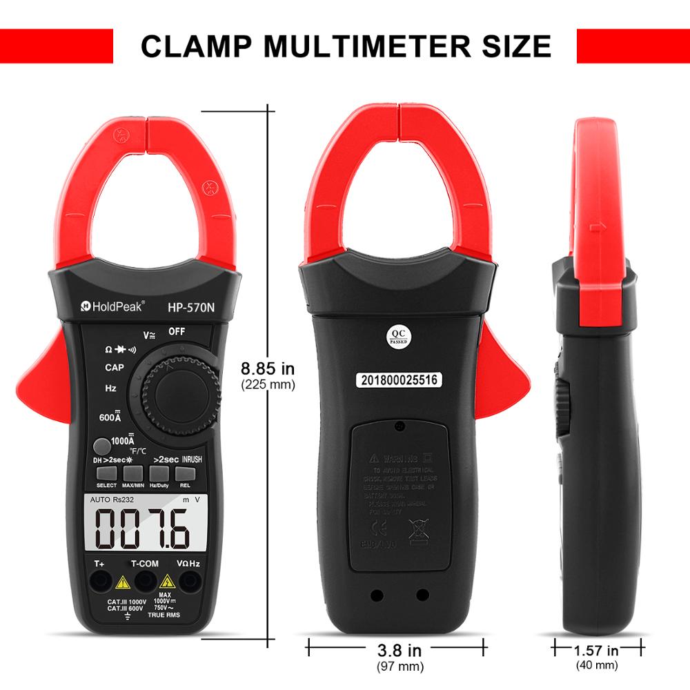 Holdpeak HP-570N Auto Range Dc/Ac Digitale Stroomtang Multimeter Temperatuur/Frequentie Backlight