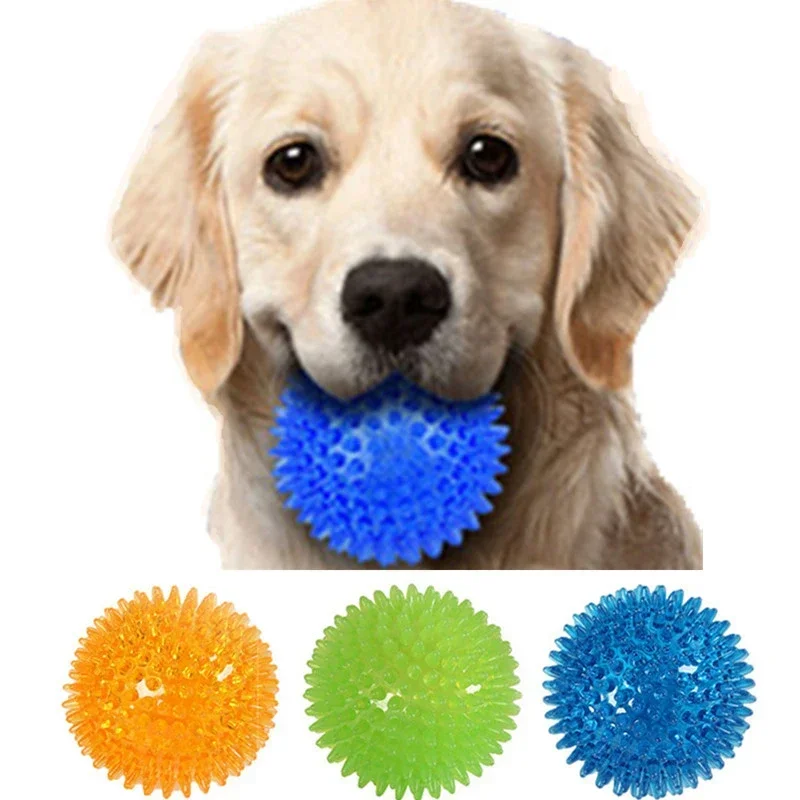 Brinquedos para cães de estimação, gato, filhote de cachorro, brinquedo com som de bolinhas, bola de limpeza de dentes estridentes, treinamento tpr, brinquedo de mastigar, bolas de espinhos, acessórios