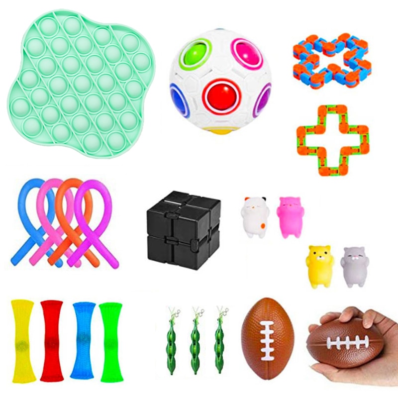 Zappeln Sensorischen Spielzeug 22 Pack Popings es Set Autismus Anti Stress Angst Stretchy Saiten Mesh Stress Blase Spielzeug Relief Erwachsene