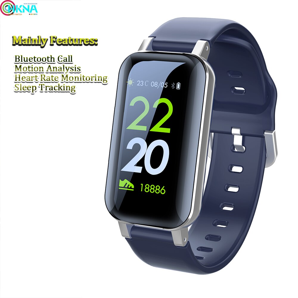 Smart Binaural Armband Draadloze Bluetooth Headset 2-In-1 Hartslag Bloeddruk Sleep Monitor Android Horloge Voor vrouwen Mannen: Blue