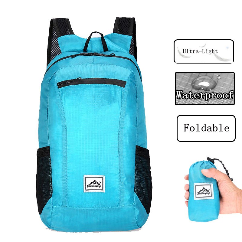 Leichte, Tragbare Reise Rucksack Männer draussen Wandern Falten Tasche Pack Radfahren Rucksäcke Wasserdichte Ultraleicht Faltbare Taschen: See Blau