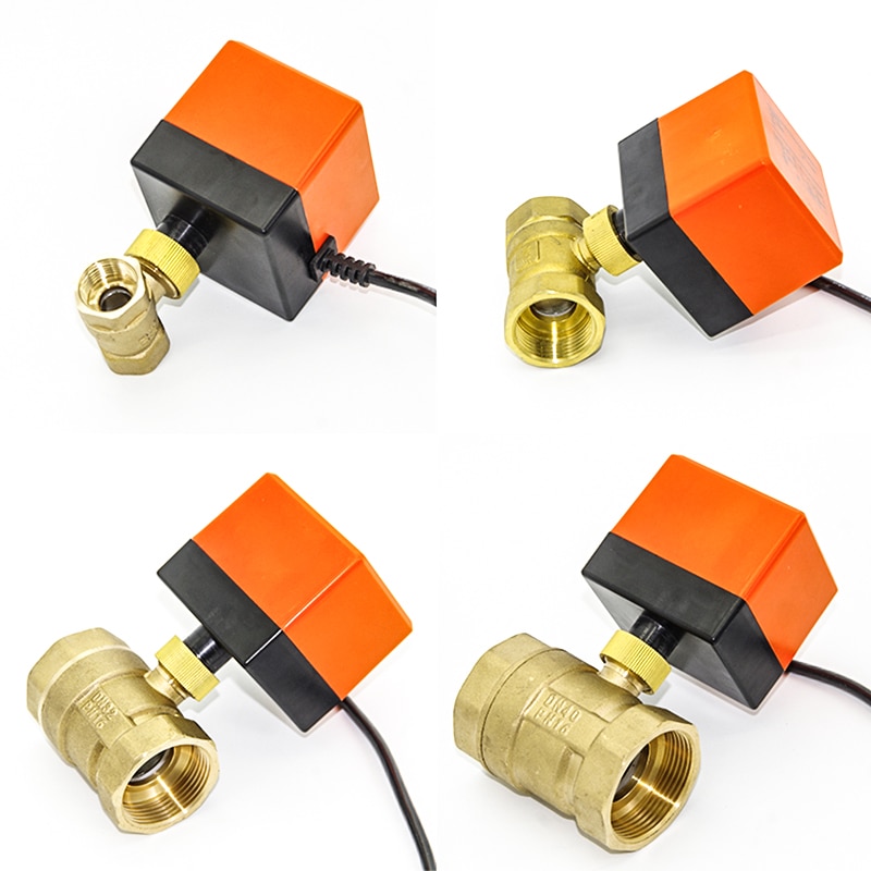 1/2" 3/4" 1" 2" Motorized Ball Valve 220V 12V 24V 3-Wire 2 Point Control Brass Electric Ball Valve