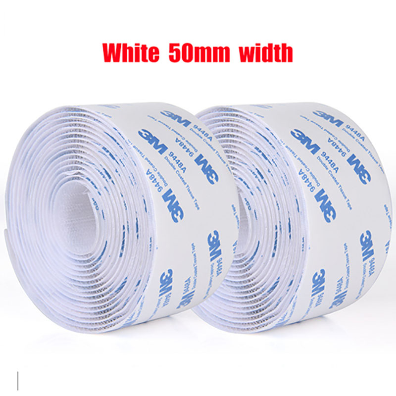 1M/Pair Self Adhesive Hook And Loop Tape16/20/25/30/38/50mm Sticky Nylon Fabric Adhesive Fastener Tape For DIY Accessories: White 50mm