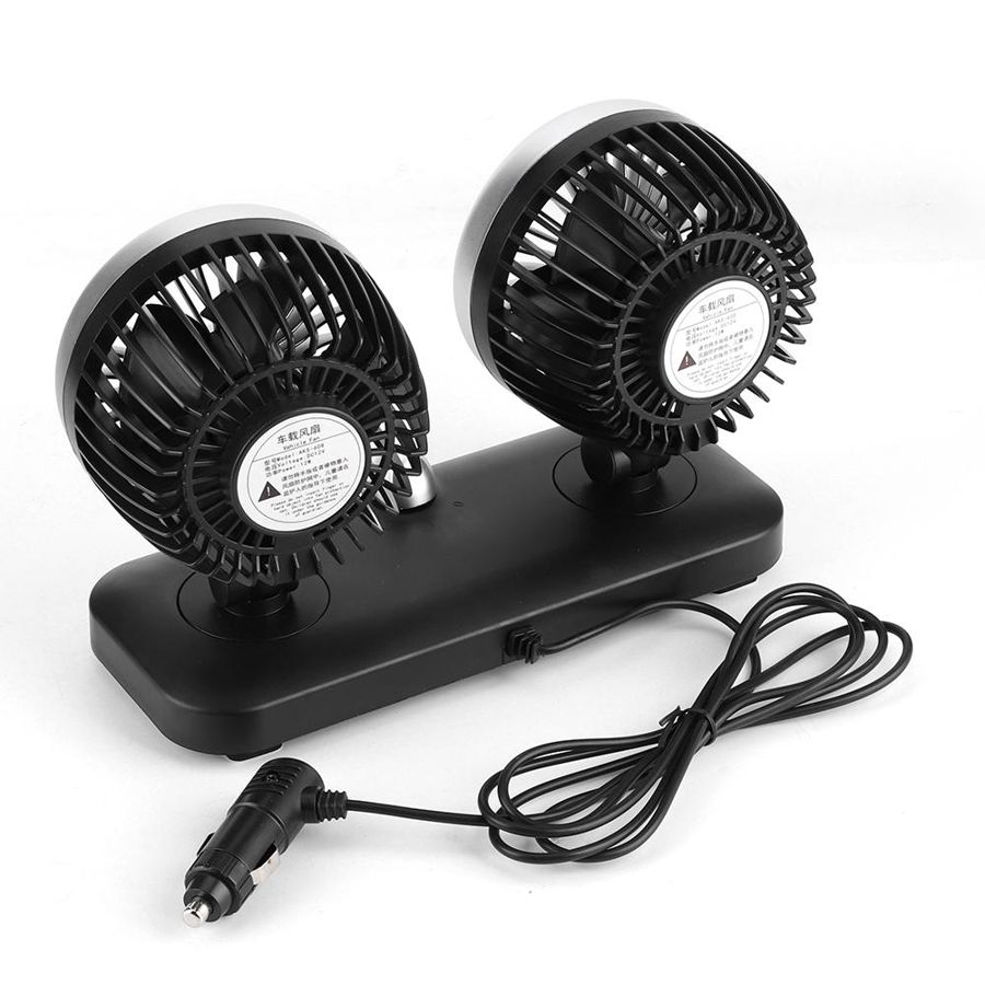12V Universal Car Electric Fan Dual Head 180 Rotatable Auto Air Cooling Dashboard Mount Car Cooling Fan Arrivals