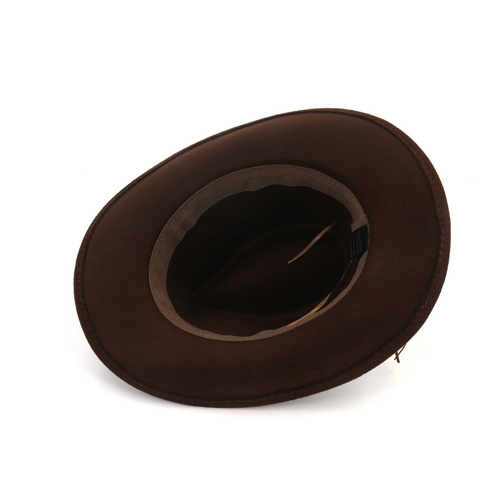 Chapéu de vaqueiro ocidental, chapéu de cowboy da moda, com cabeça de vaca, aba larga, chapéu de lã pop jazz, chapéu de inverno, tamanho 56-58cm