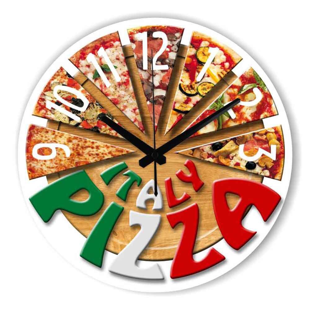 Vintage veggklokke klokke tre mute stue rund vegg klokke kjøkken pizza nordisk klokke