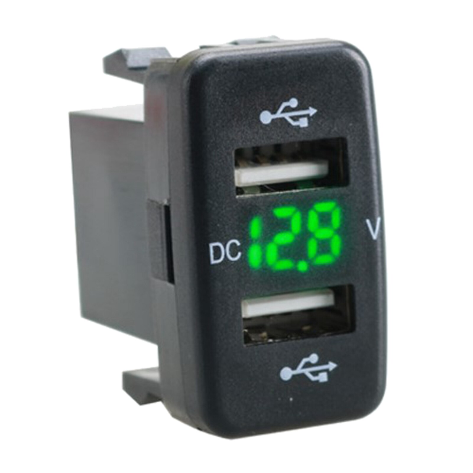 Dual USB Car Charger Socket, Voltmeter USB Power Outlet Boat USB Charging Port Fused for Toyota