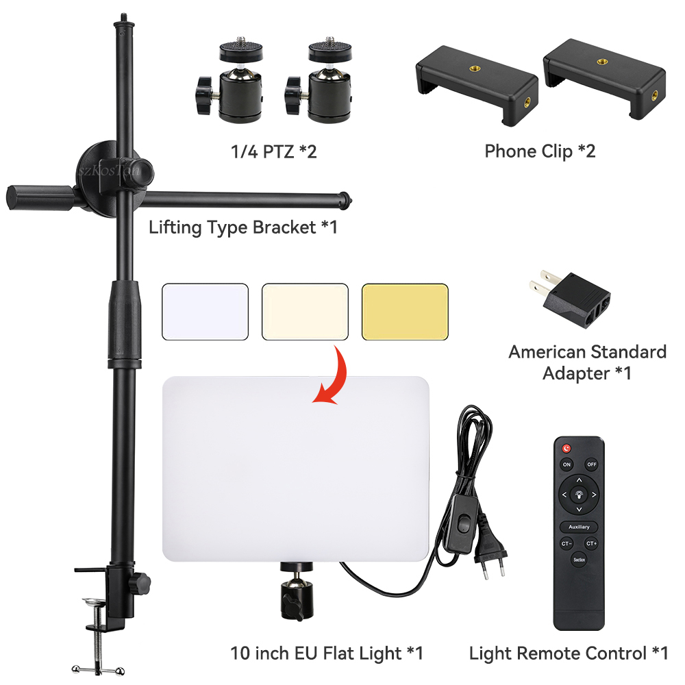 Multifunction Lift Desk Clamp Mount Stand LED Ring Light DSLR Camera Mobile Phone Table Bracket Overhead Shooting Video Studio: type6