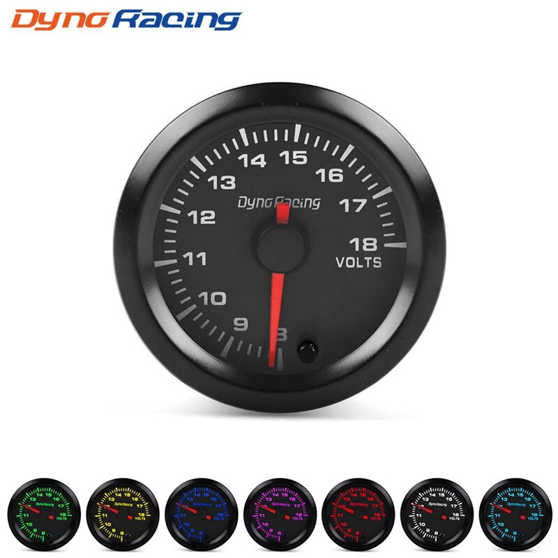 Dyno Racing 2 Inch 52mm Digital Pointer 7 Color LED Car Voltmeter