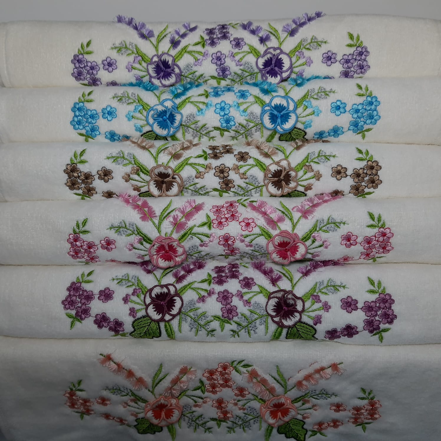 6 Pcskitchen Badkamer Geborduurde Handdoek Set Van 6 Voor Hand & Gezicht Famous 100% Turkse Zacht Katoen 50*90 Cm Motief Handdoek Set