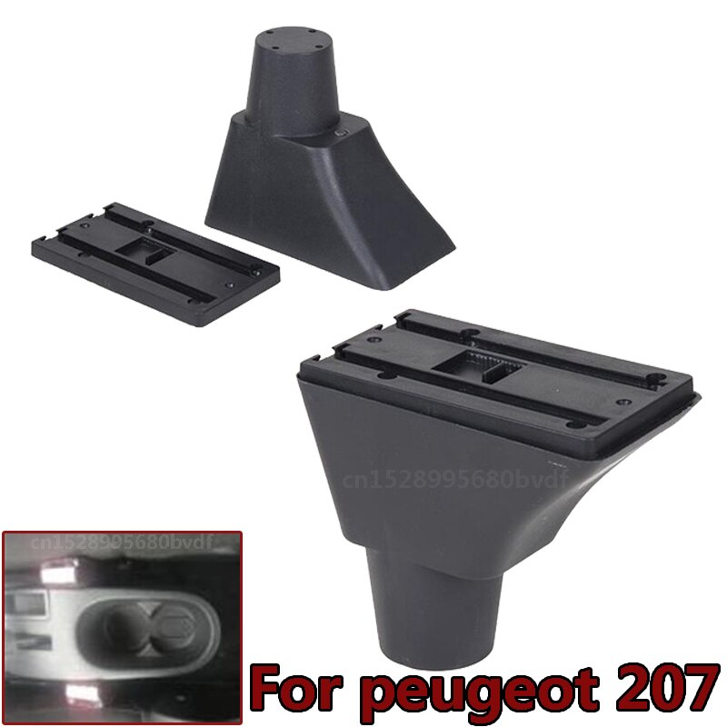 Para peugeot 207 caja de apoyabrazos carga USB aumentar doble capa almacenamiento central contenido taza soporte Cenicero Accesorios