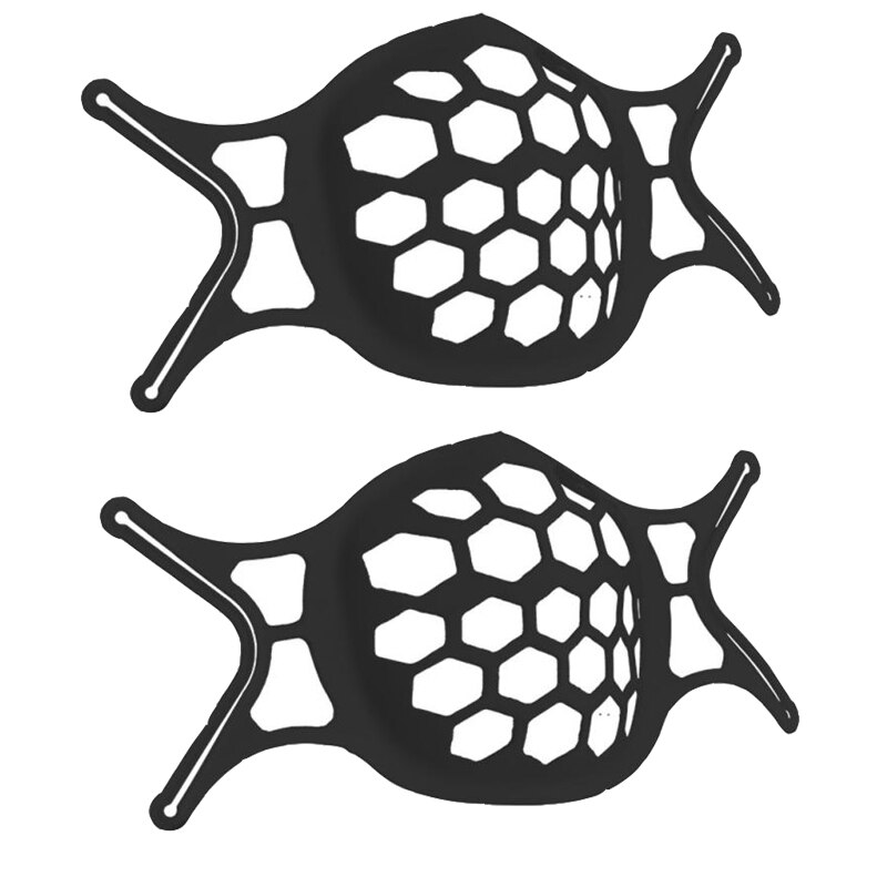 Soporte para mascarilla 3D, ayuda a respirar, cojín interior, soporte de silicona reutilizable, lavable, cuidado de la piel facial: Black 2PCS