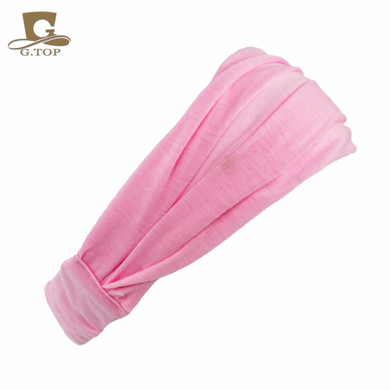 Diadema de algodón para mujer, turbante, bandas elásticas para el cabello de Color sólido, diadema para Yoga, diadema para el cabello de maquillaje, Bandana 2 en 1, accesorios para el cabello