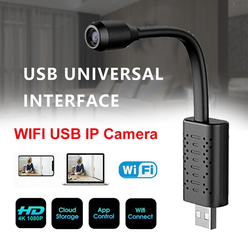 Mini Wifi USB Camera Real-time Surveillance IP Camcorder AI Human Detection Loop Recording Micra Cam APP V380 support 128G