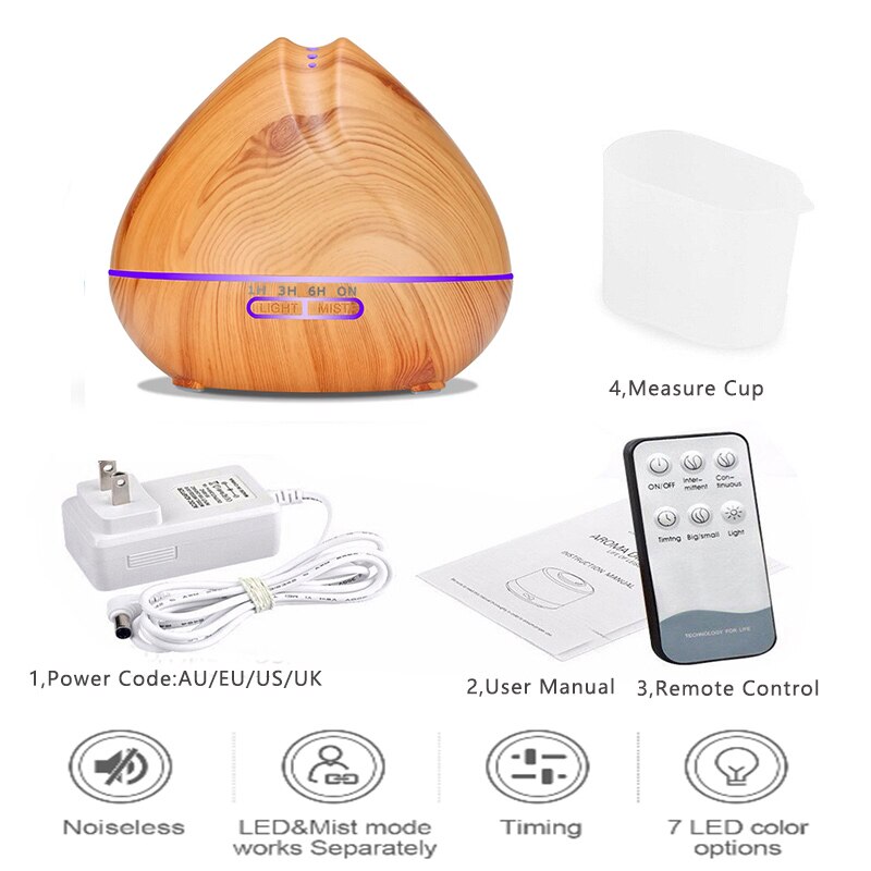 550 ML APP Controle Luchtbevochtiger Aroma Essentiële Olie Diffuser Met Houtnerf Aromatherapie Diffuser 7 Kleur LED Verlichting Voor thuis