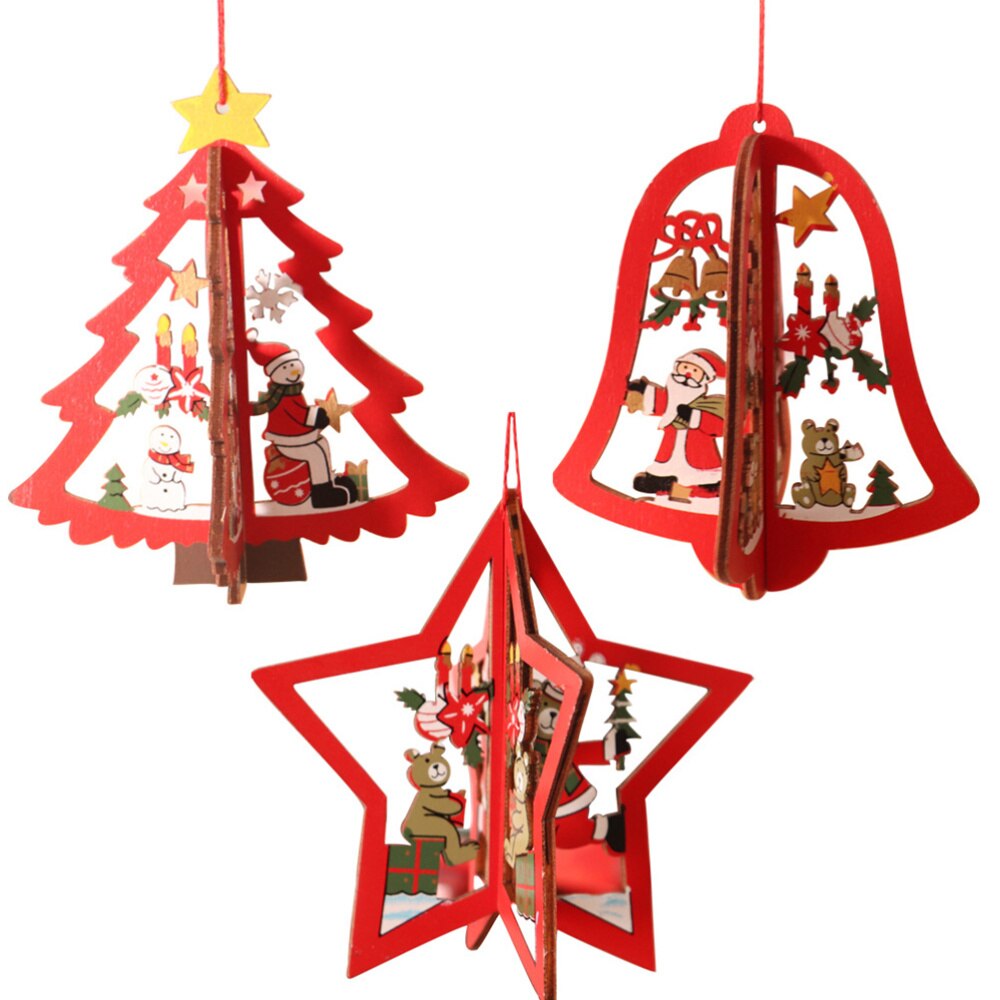 3 Sets Praktische Exquisite Leuke Decoratieve Kerstboom Hanger Party Ornament Venster Hangende Decoratie Hangende