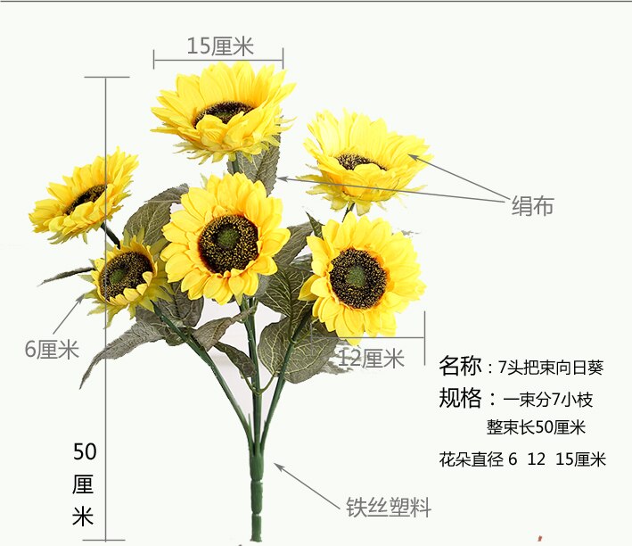 Goud Gele Zonnebloemen Kunstmatige Bruiloft Decoratie Diy Meisje Mermaid Boeket