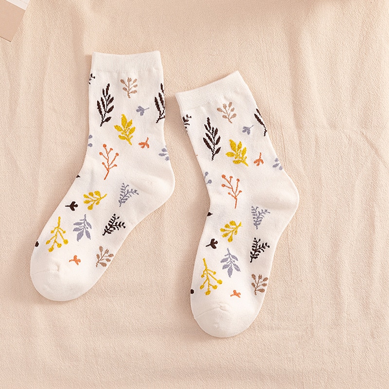 Talvi kevät pieni kukka retro sukat naisten putkisukat paksunnetut lämpimät villasukat etniseen tyyliin vihreät kasasukat: 15