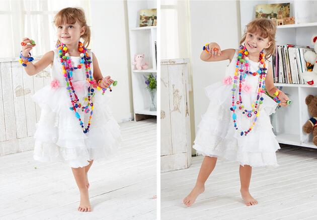 Pop-arty perler snap-sammen til børn smykkesæt diy halskæde og armbånd håndværk fødselsdag legetøj gyh