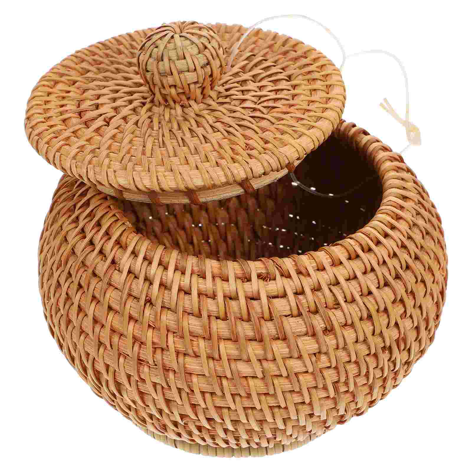1Pc Woven Storage Basket Natural Rattan Woven Multi-use Storage Organizer Sundries Basket: Default Title