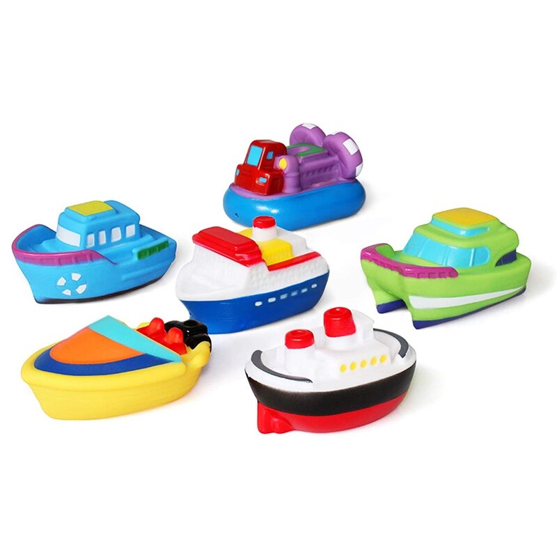6Pc Bath Toys Floating Bath Boat Toys Baby Soft Bath Time Toys Bathtub Pool Water Toys and Soft Bath Toys for Toddlers: Default Title