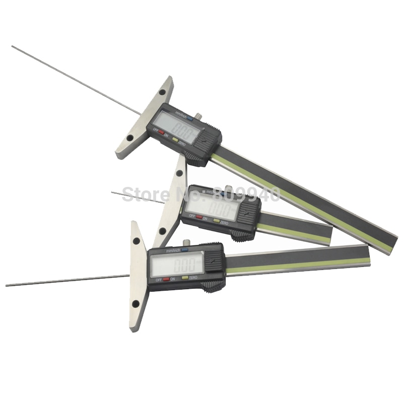 0-150mm 100mm 50mm jauge de profondeur numérique avec 2 trous d'assemblage avec tige mince jauges de profondeur numériques électroniques avec tige mince