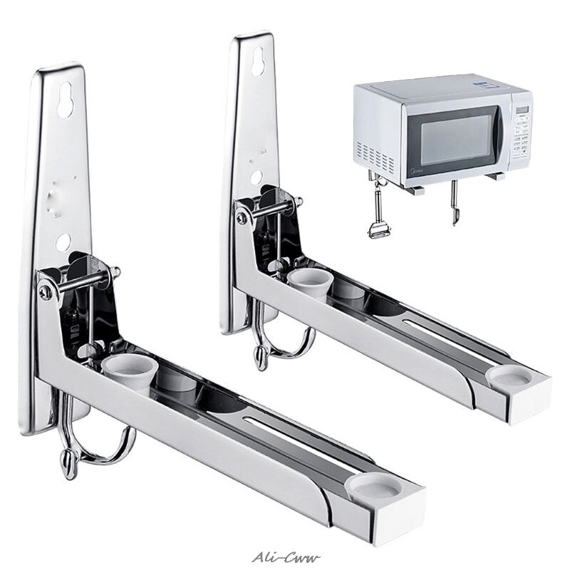 Soporte para horno microondas de acero inoxidable para cocina, soporte de pared extensible y resistente, estante de Navidad fácil de instalar 2x