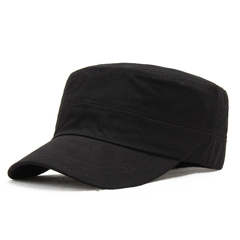 Menn utendørs uformelt hatt lokk ensfarget solhatter voksen stor størrelse hær flat caps 55-62cm: Svart