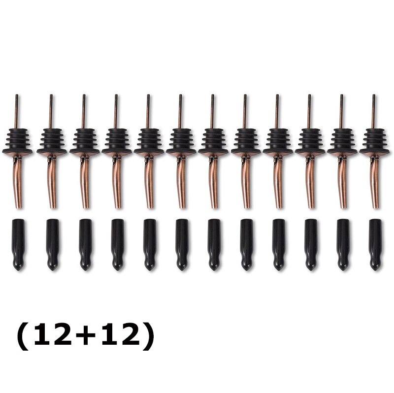 Koper Wijn Schenker Stopper Fles Schenker Fles Stopper Tapered Uitloop en Giet Tuiten Stofkap Caps (12 + 12): Default Title