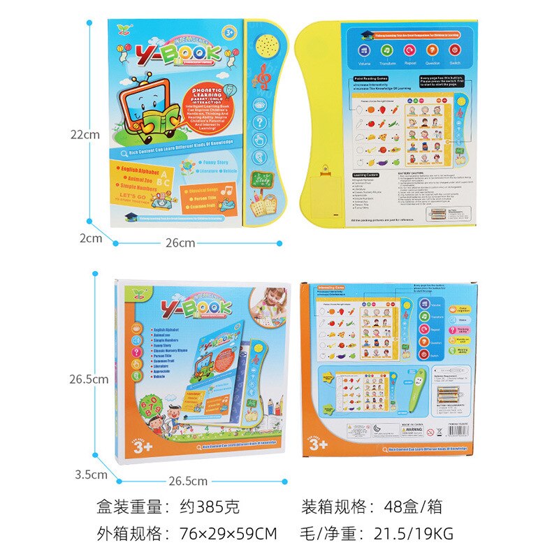 Kinder Lernen Sound Buch Maschine Kinder Englisch Letters Worte Farben Tiere Elektronische Buch mit Stift Stimme Eudcation Spielzeug