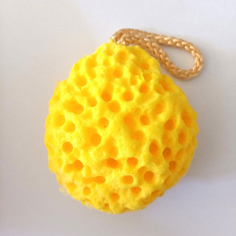 Pelota de baño suave en forma de panal con gotas de agua, esponja para ducha, frotar cuerpo, cepillos de baño para niños y adultos, suministros para Baño: Amarillo