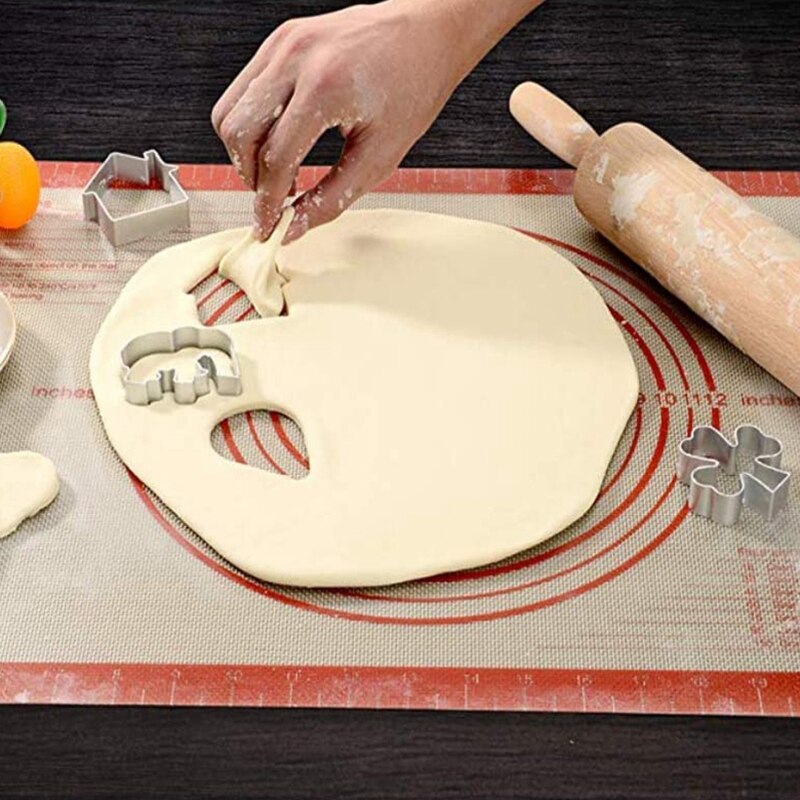 Silicone Pastry Mat 100% Non-Slip, with Measuring Counter Mat, Dough Rolling Mat, Pie Crust Mat