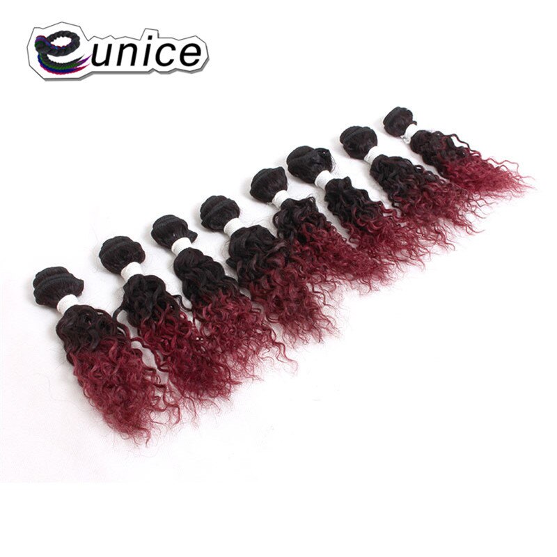 Eunice Ombre Hair Extensions Kinky Curly Weave Synthetic Hair Bundles 8pieces/lot 1 Pack 8-14"INCH