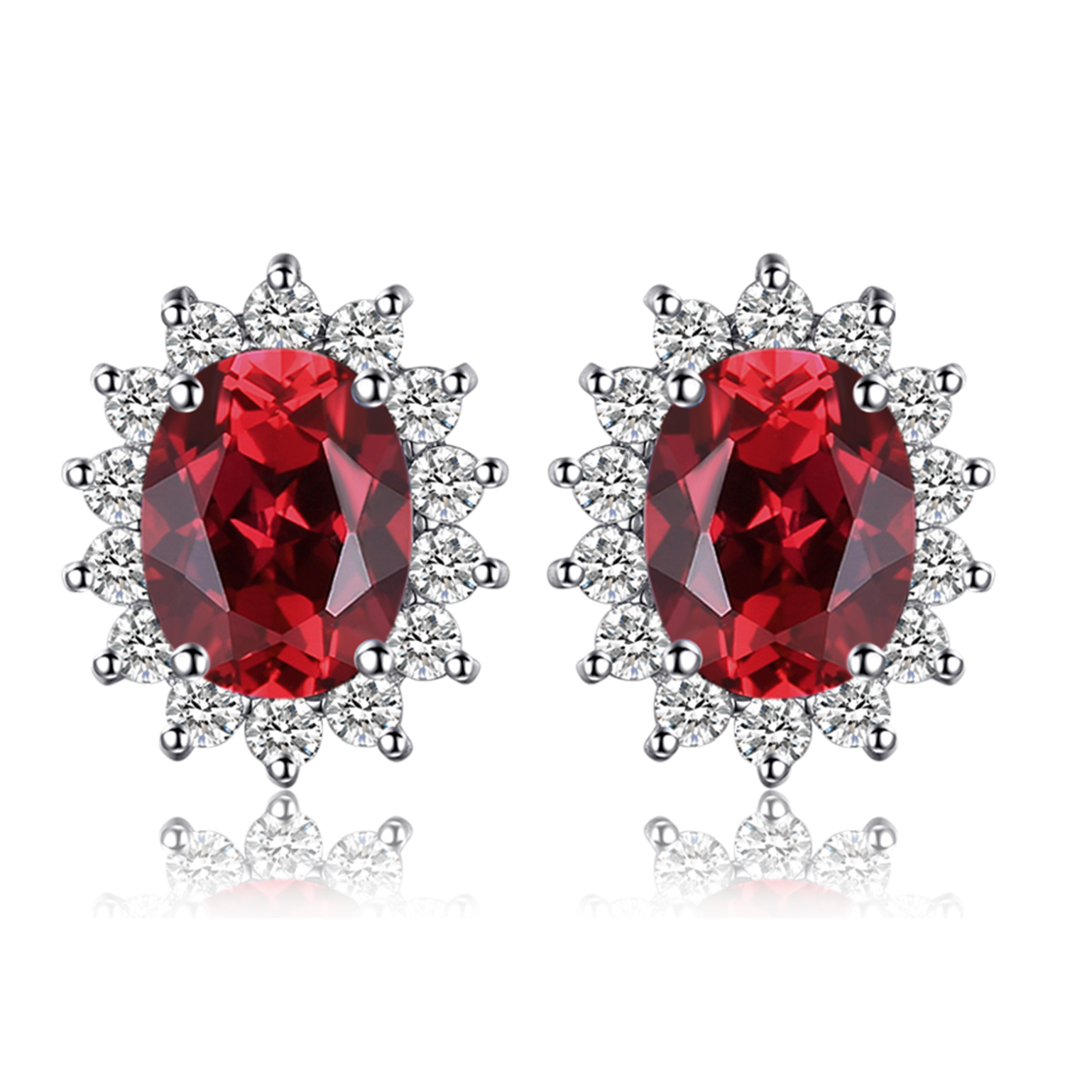 Jewelrypalace Gemaakt Blue Sapphire Ruby 925 Sterling Zilveren Stud Oorbellen Natuurlijke Amethist Granaat Peridot Topaz Prinses Diana: RED