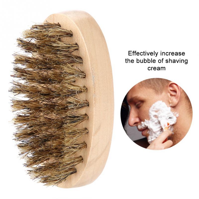 Cepillo de barba suave para hombres, peine de bigote, mango de bambú ovalado, cepillo de afeitar, Barbero, salón, herramienta para dar forma a la barba, herramienta de limpieza de barba Facial